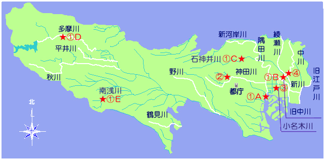 行事場所一覧（東京都主催の行事）の地図