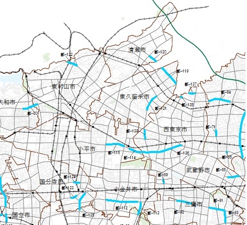 多摩地域B地区の地図